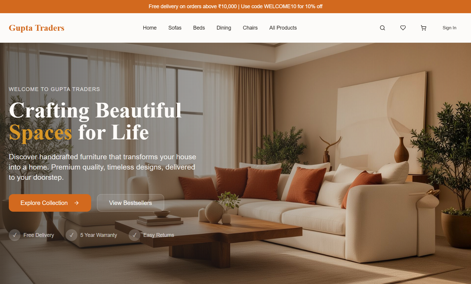 Gupta Traders – Furniture E-Commerce Platform